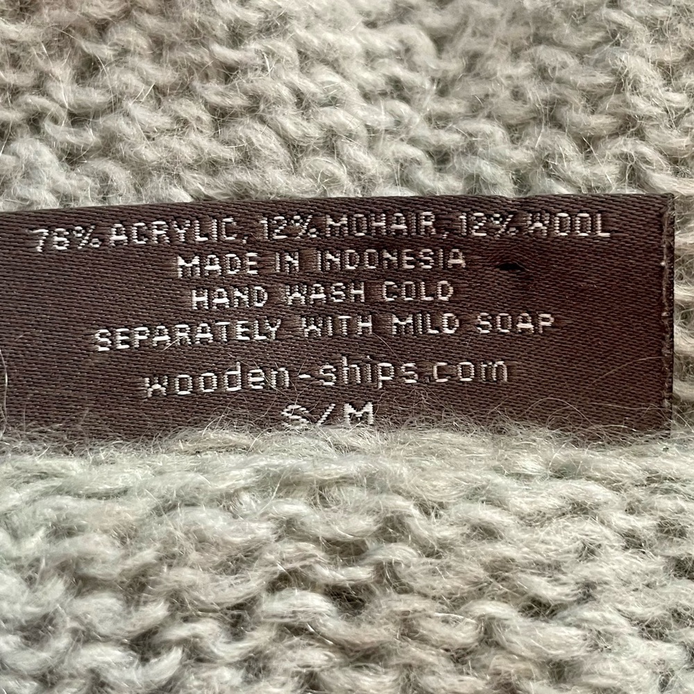 Wooden Ships Charcoal Light Weight V-Neck Mohair and Wool Blend Sweater - Picture 6 of 6